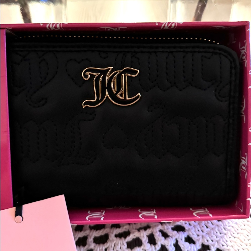 Juicy Couture Black Double Zip Wallet w/ Heart Charm – NWT - Picture 5 of 16